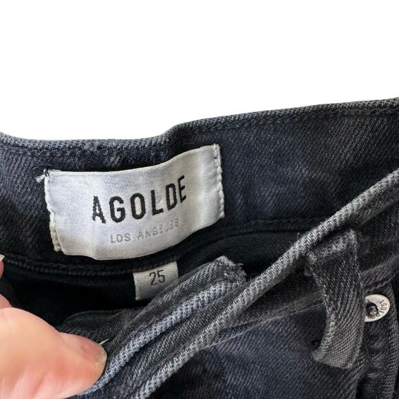 AGOLDE RILEY HIGH RISE STRAIGHT CROP (STRETCH) IN PANORAMIC Button Fly Size 25 - Picture 3 of 13